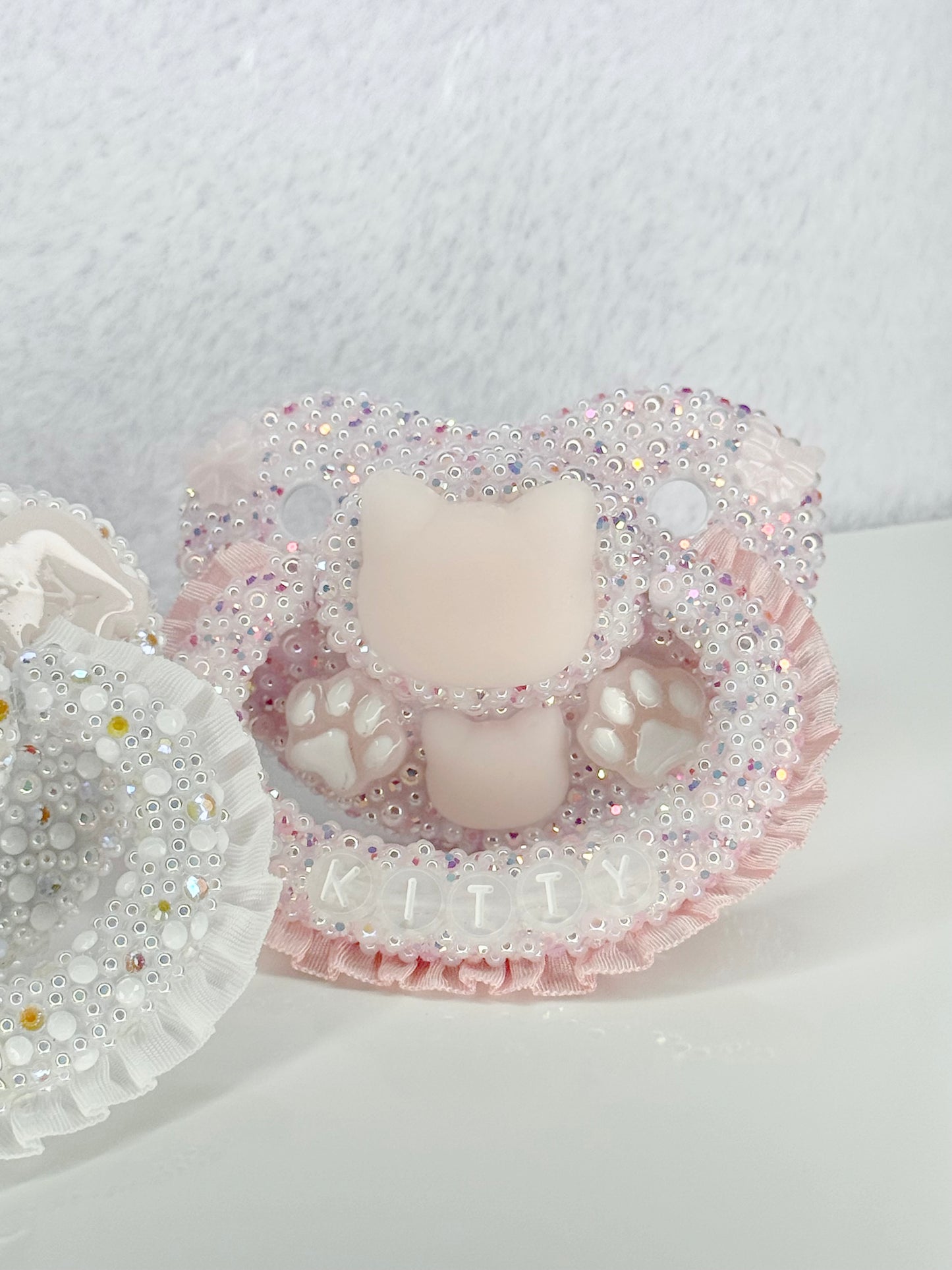 Soft Dreams Set adult sized pacifiers with lace handle