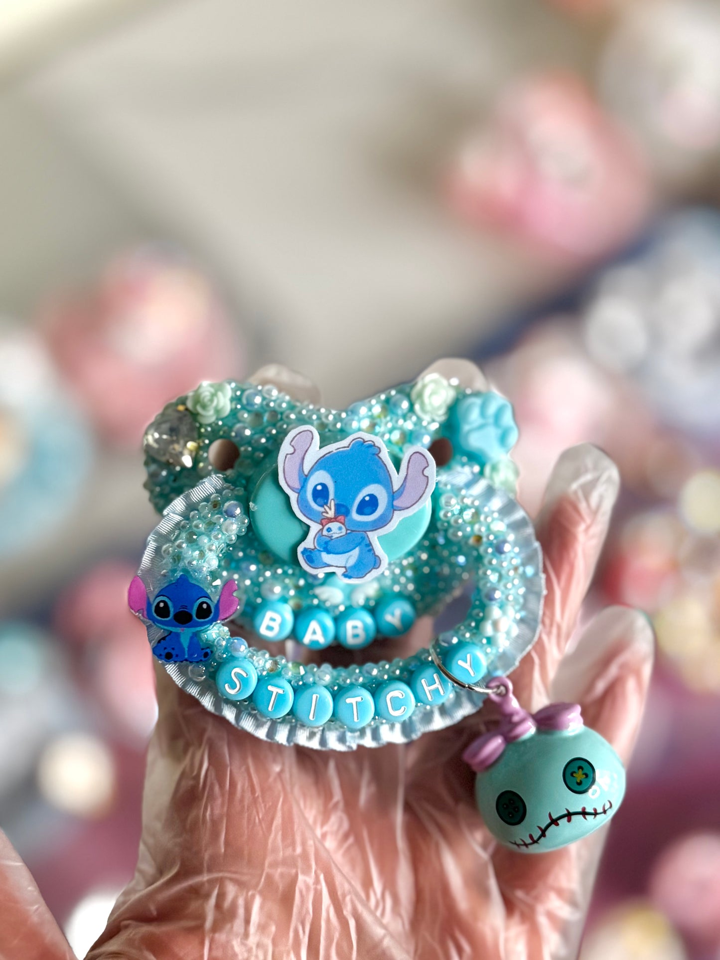 Stitchy baby adult sized lace handle pacifier