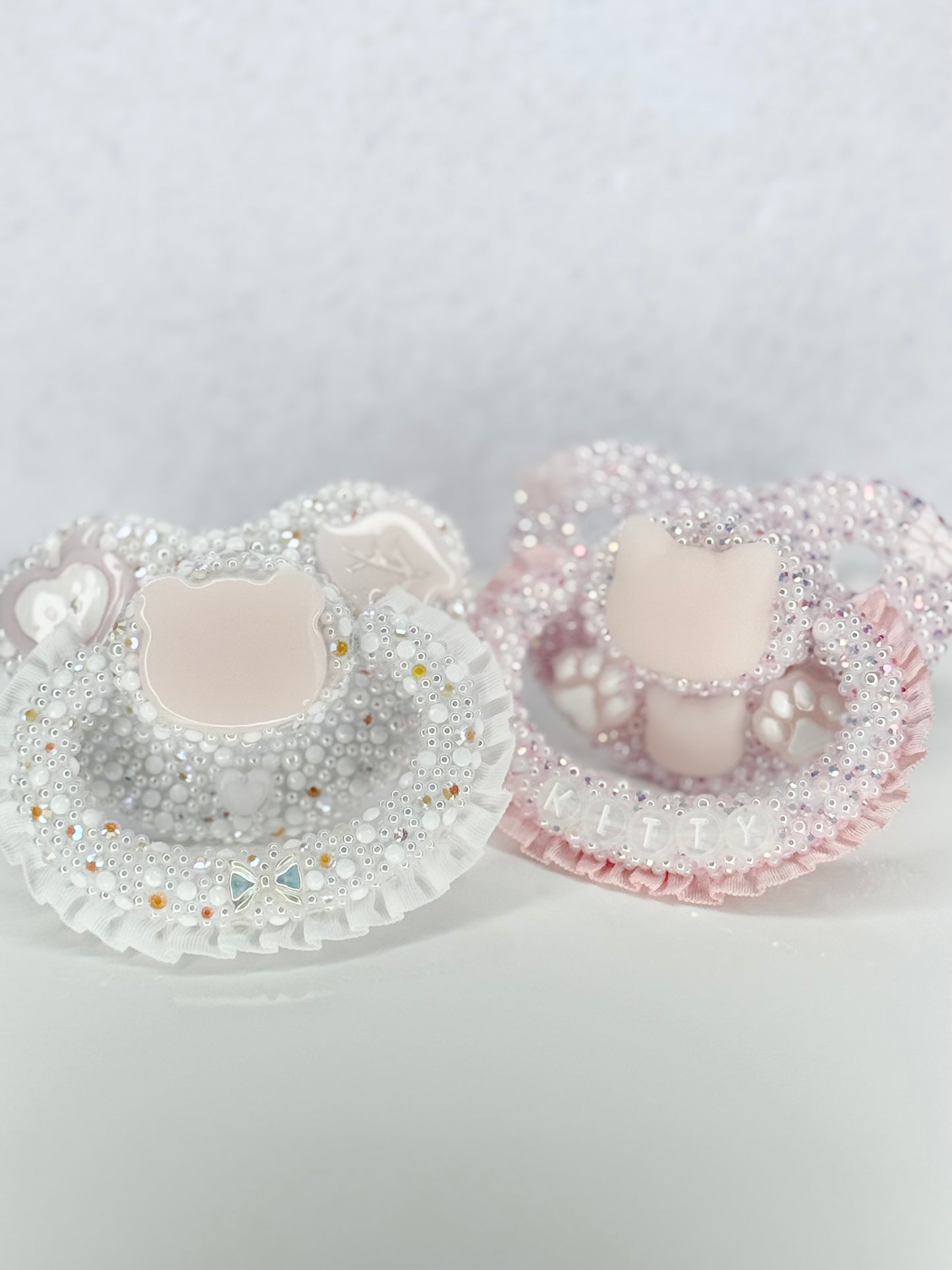 Soft Dreams Set adult sized pacifiers with lace handle