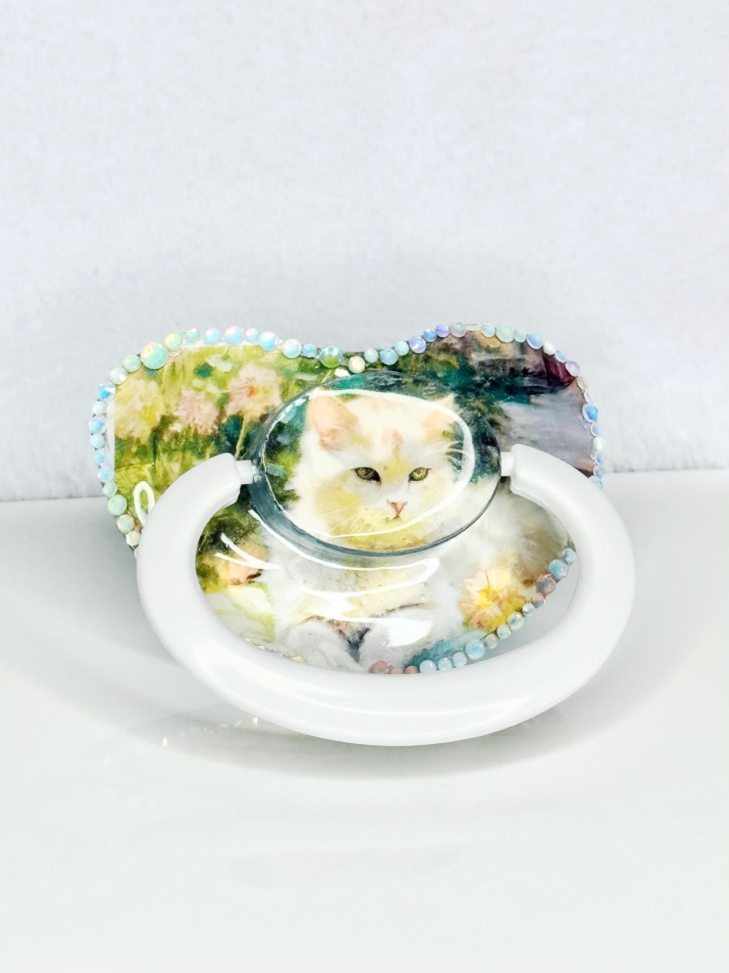 White kitten adult size image pacifier