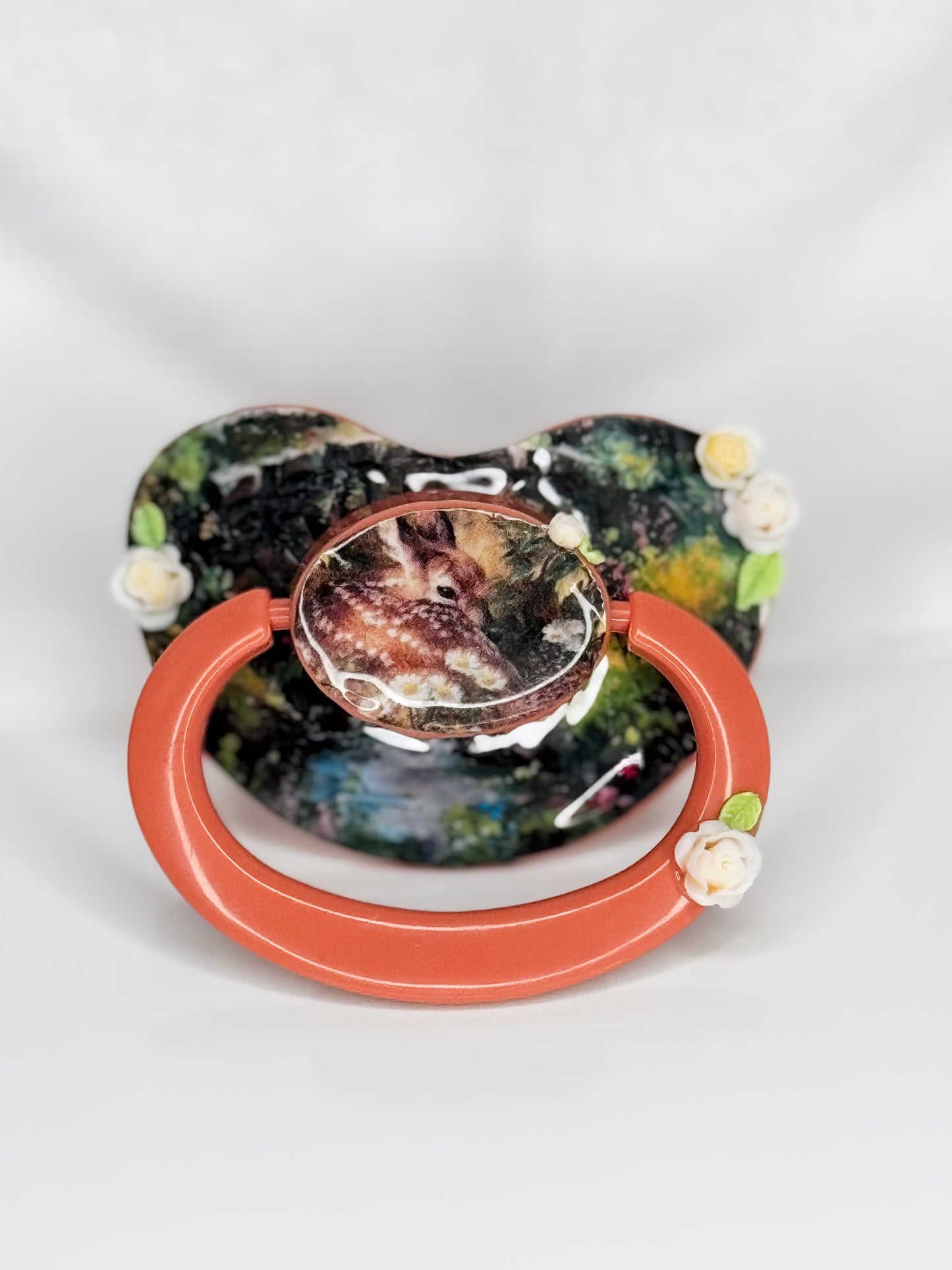 fawn adult sized vinyl image heat sealed pacifier