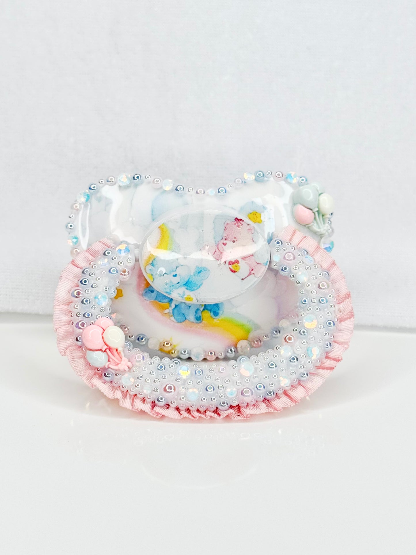 Carebears babies vinyl image heat sealed adult sized lace handle pacifier