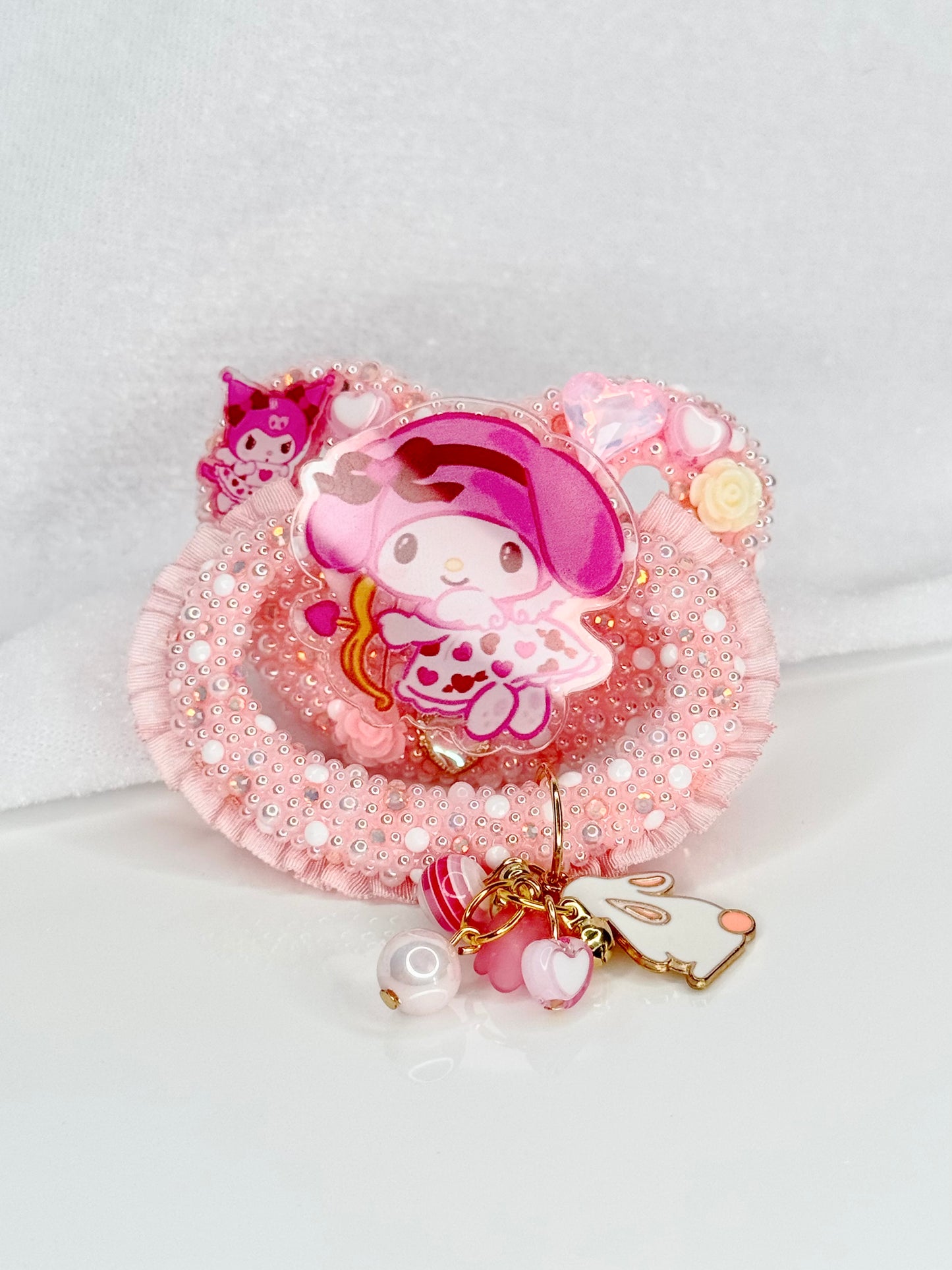 My Melody Valentine lace handle with charm adult sized pacifier