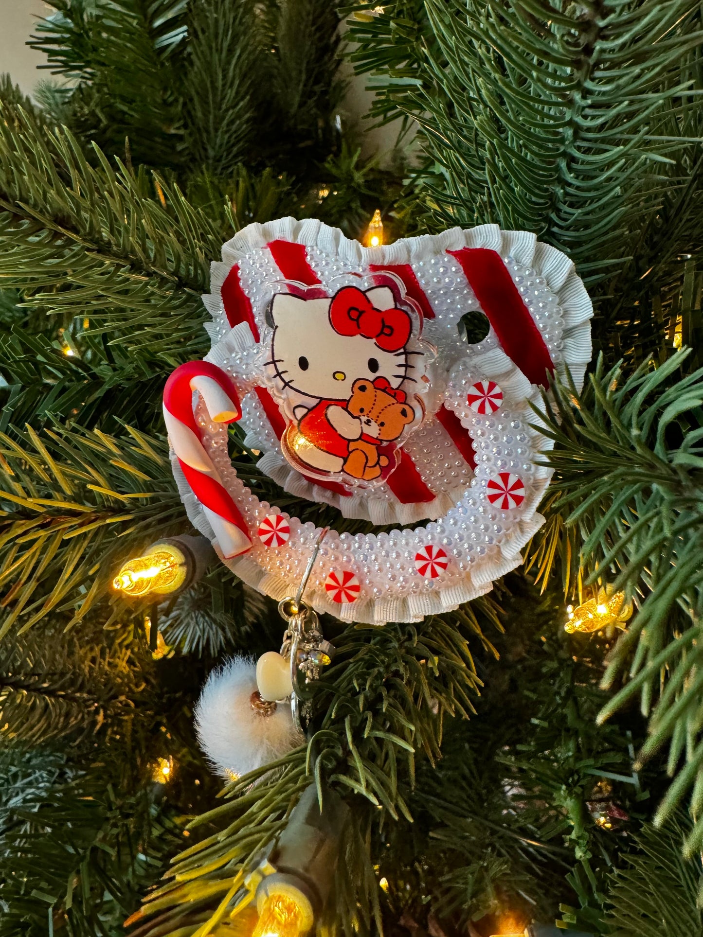 Candy cane kitty adult pacifier