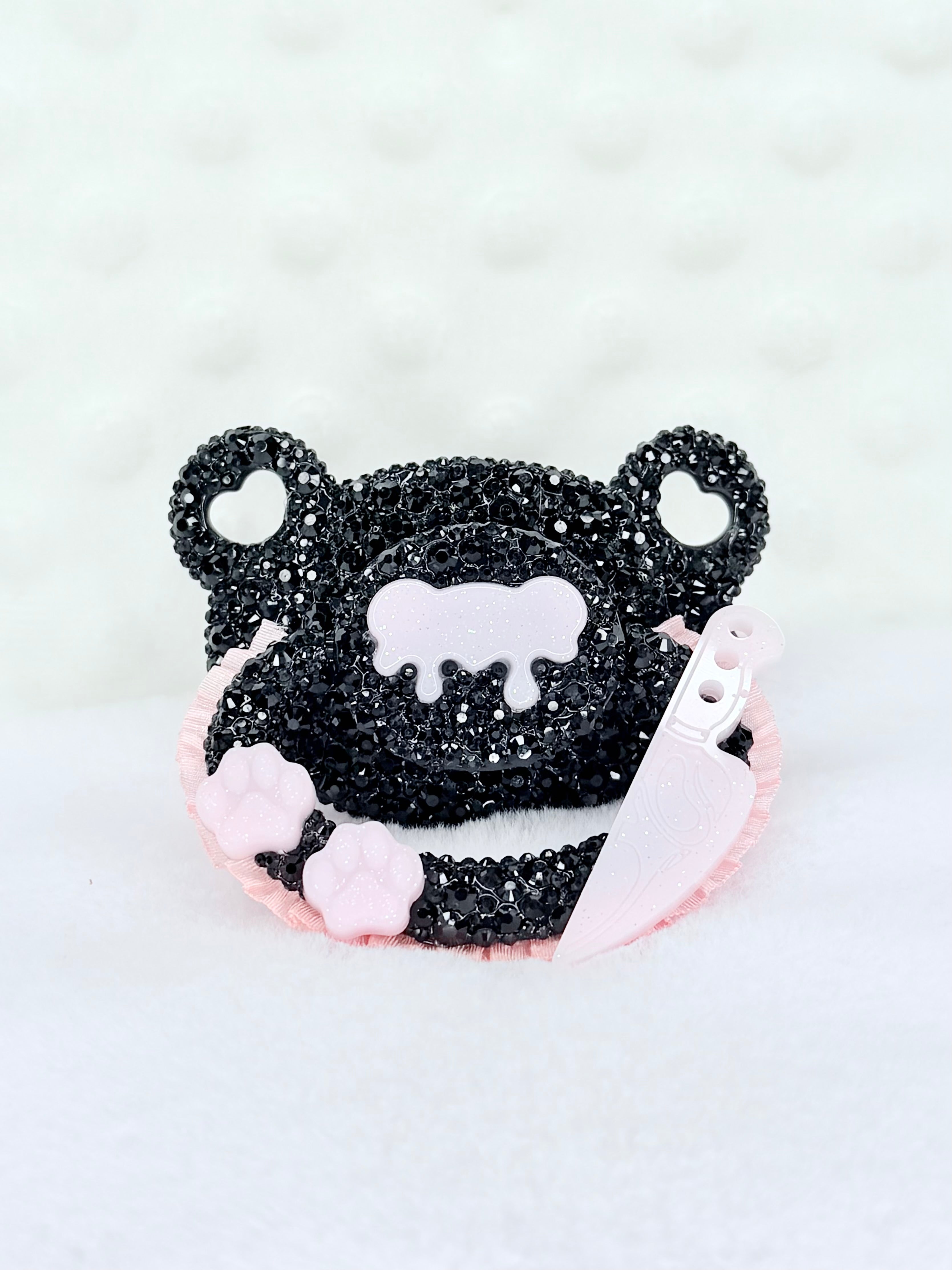 Gothic black bear adult pacifier