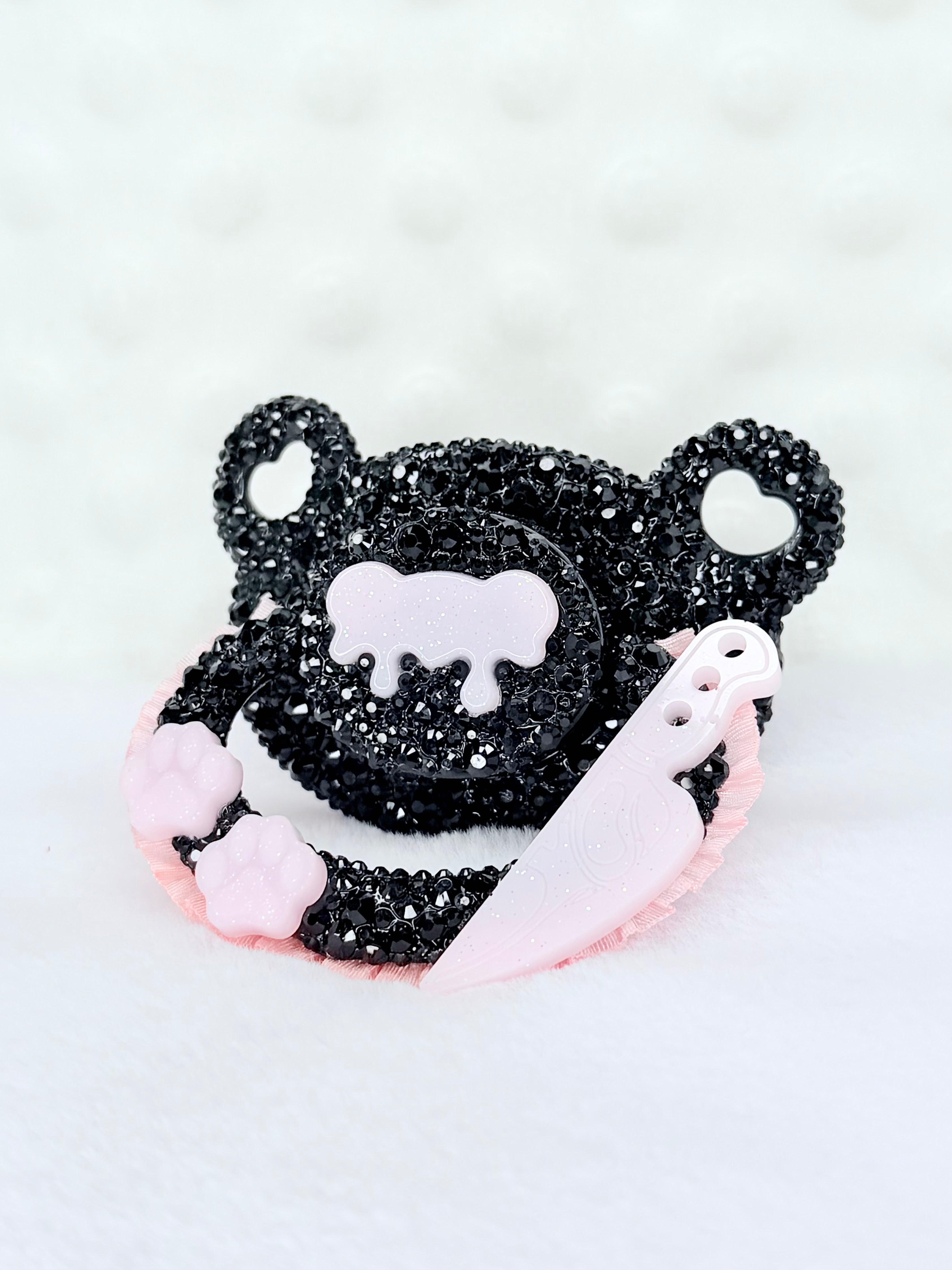 Gothic black bear adult pacifier