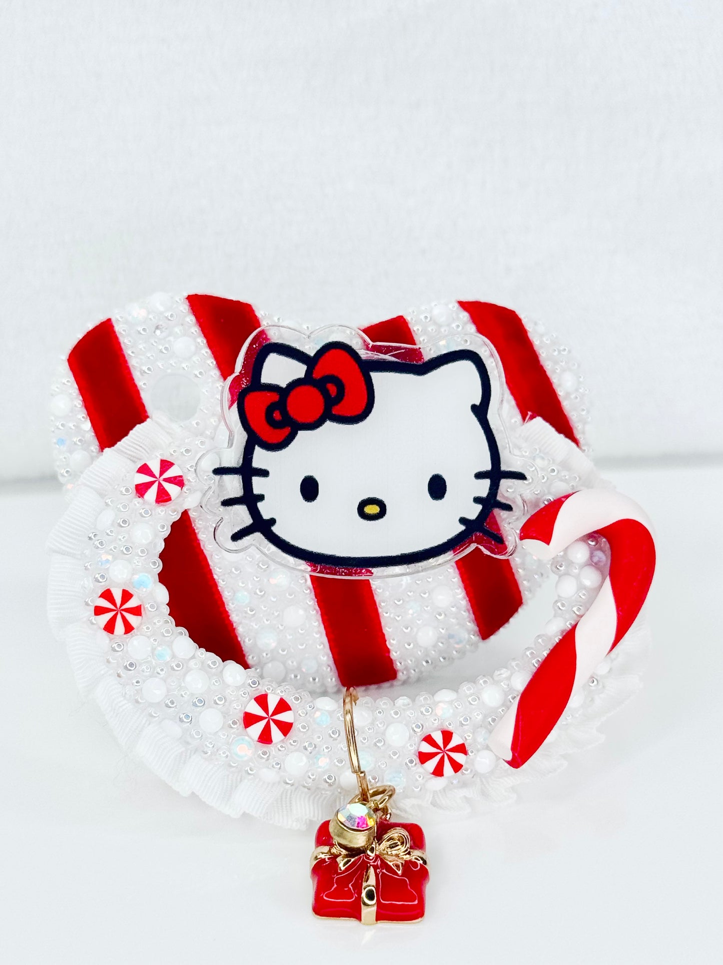 Candy cane kitty adult sized lace handle pacifier