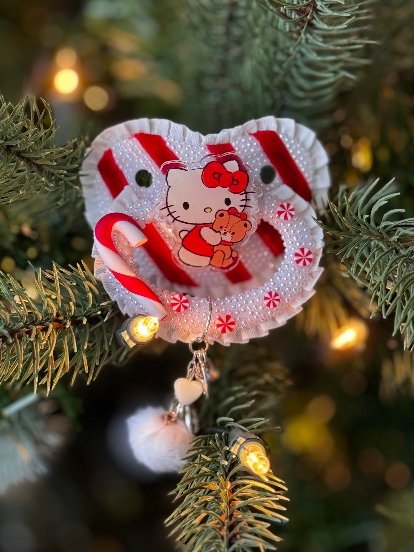 Candy cane kitty adult pacifier