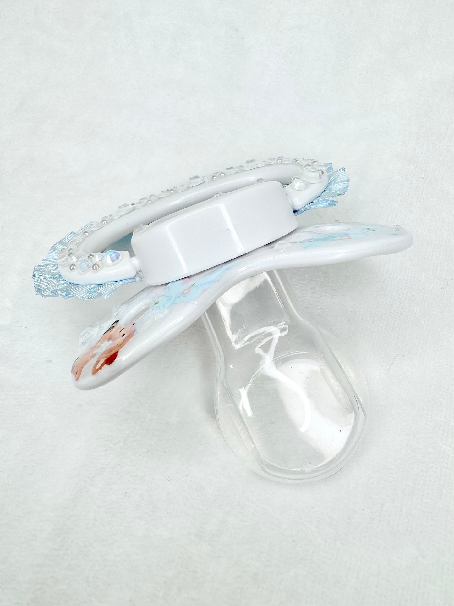 Soft baby blue woodland adult pacifier