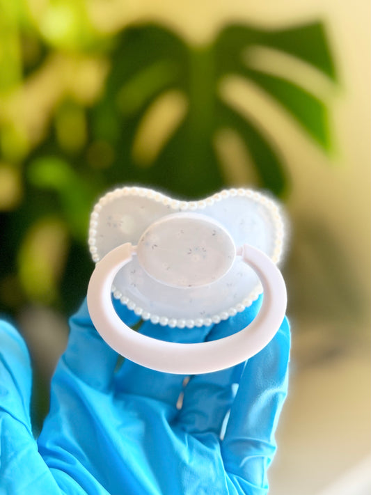 Blue flowers Original vinyl image pacifier heat sealed