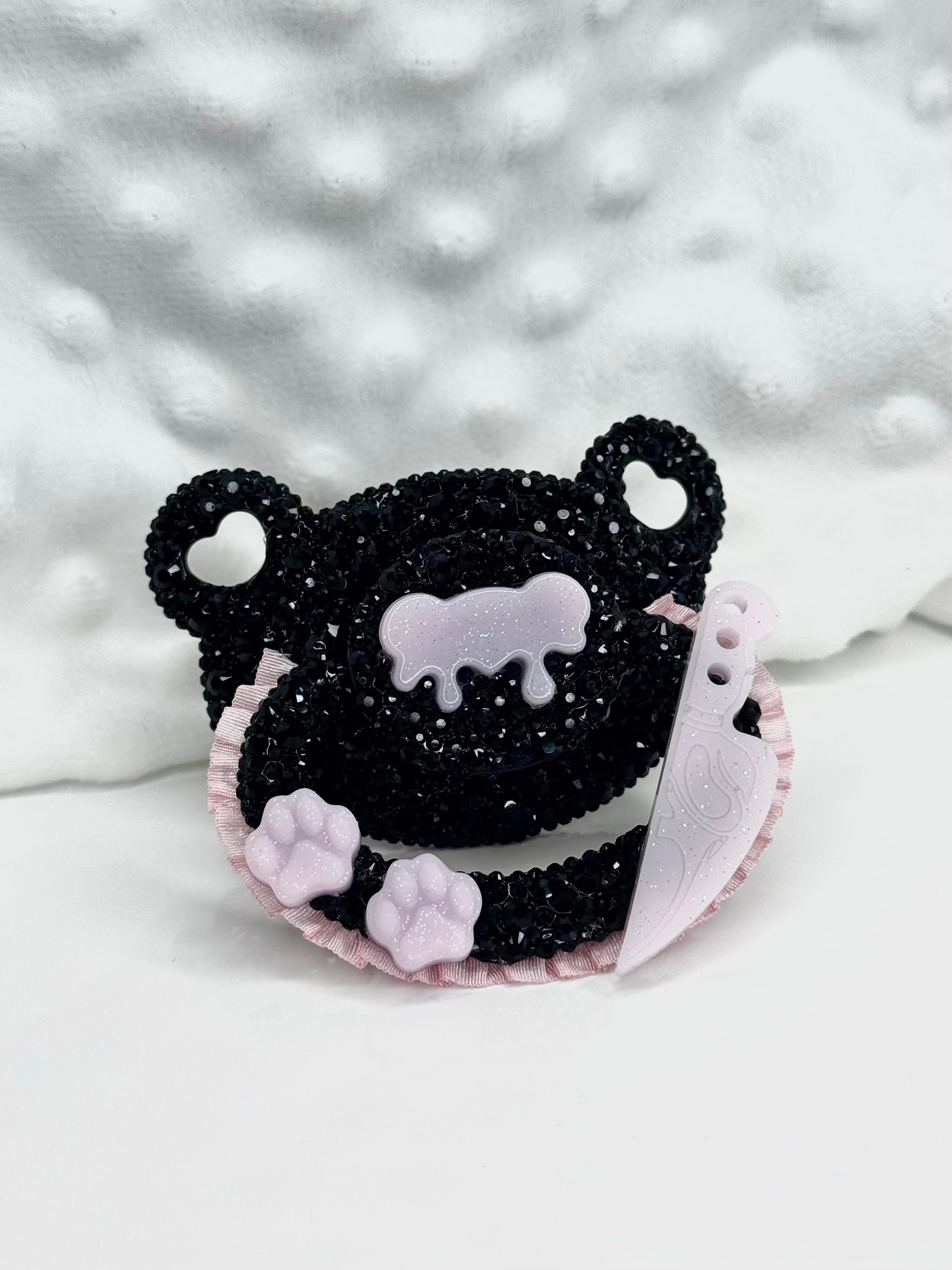 Gothic black bear adult pacifier