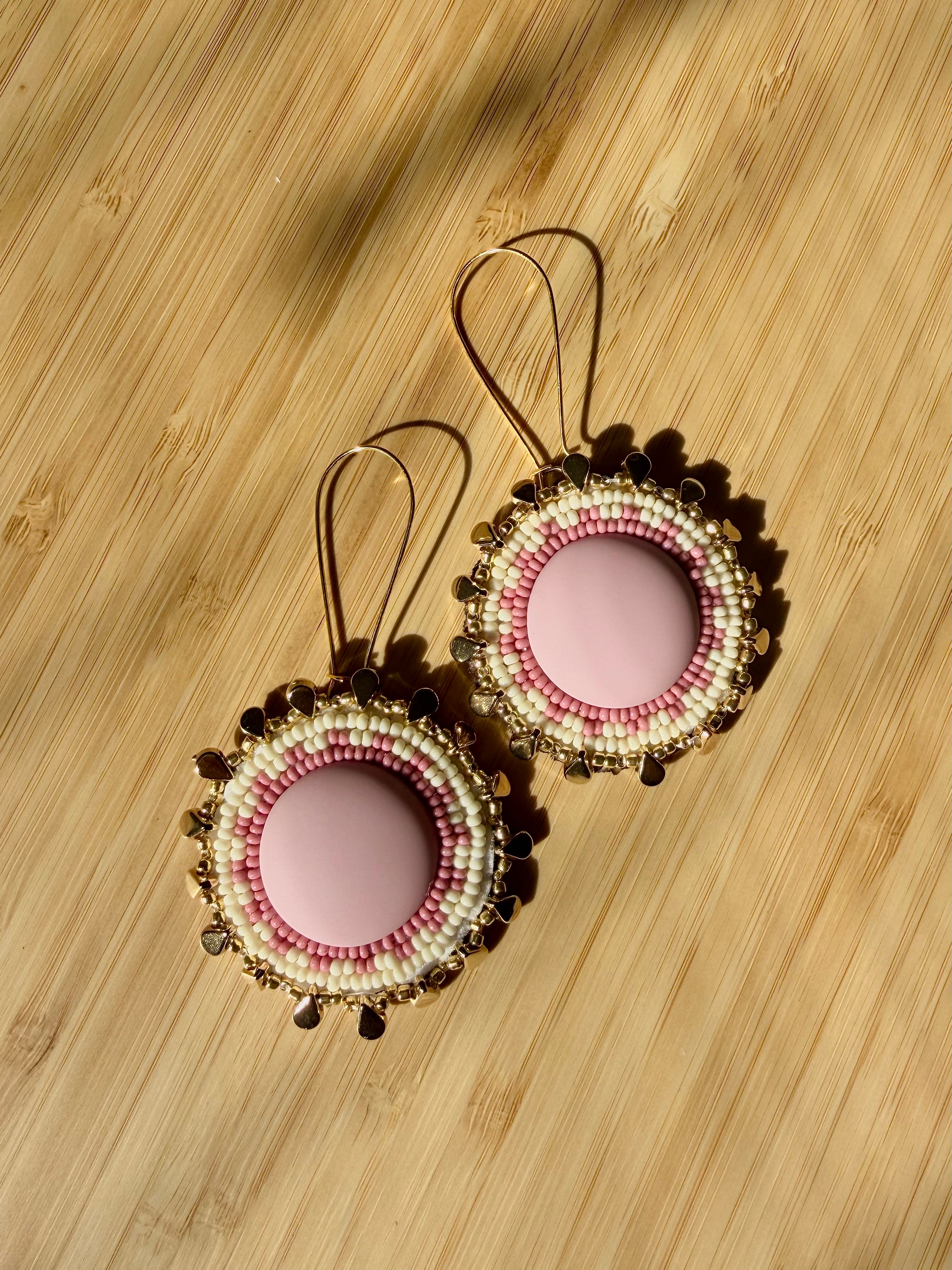 Beaded tear drop edged earrings