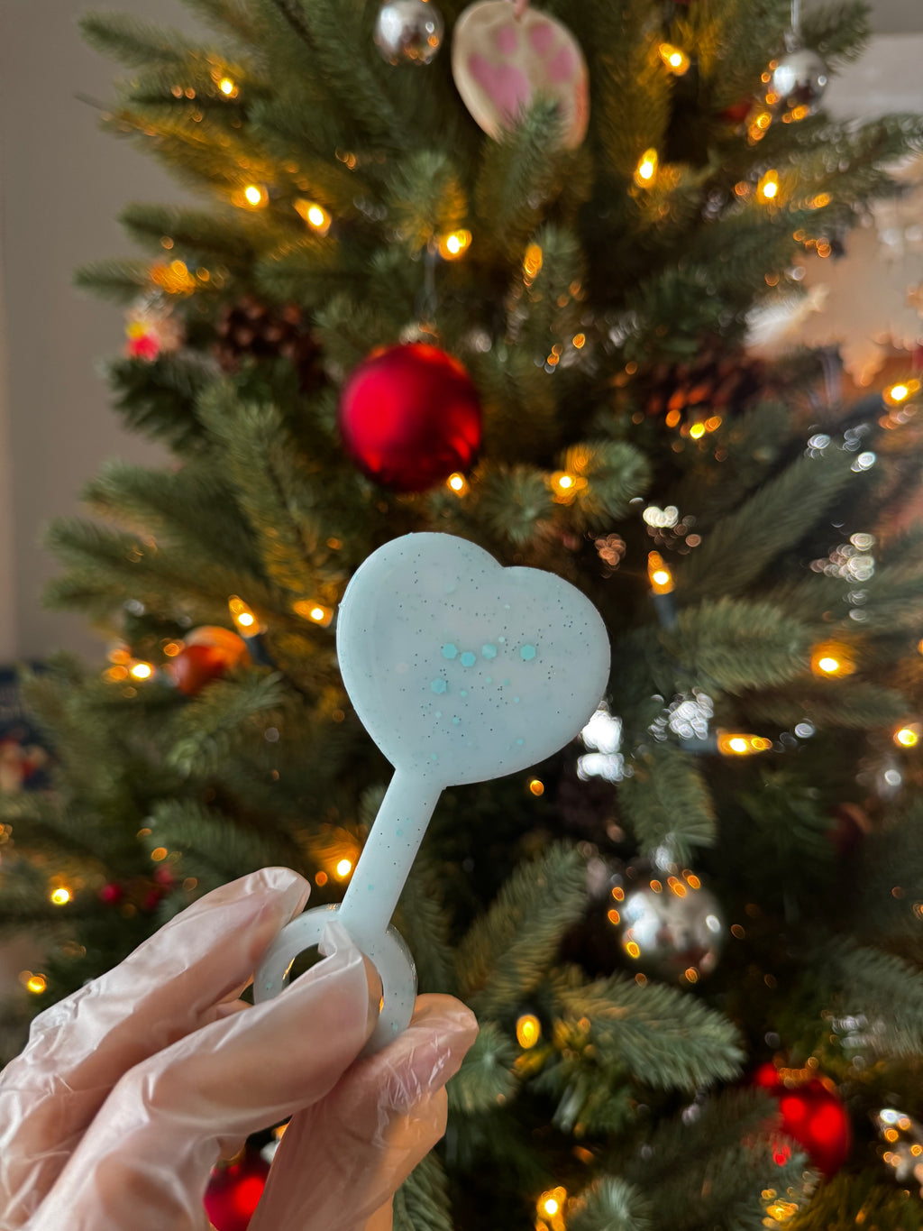 Blue clouds resin rattle