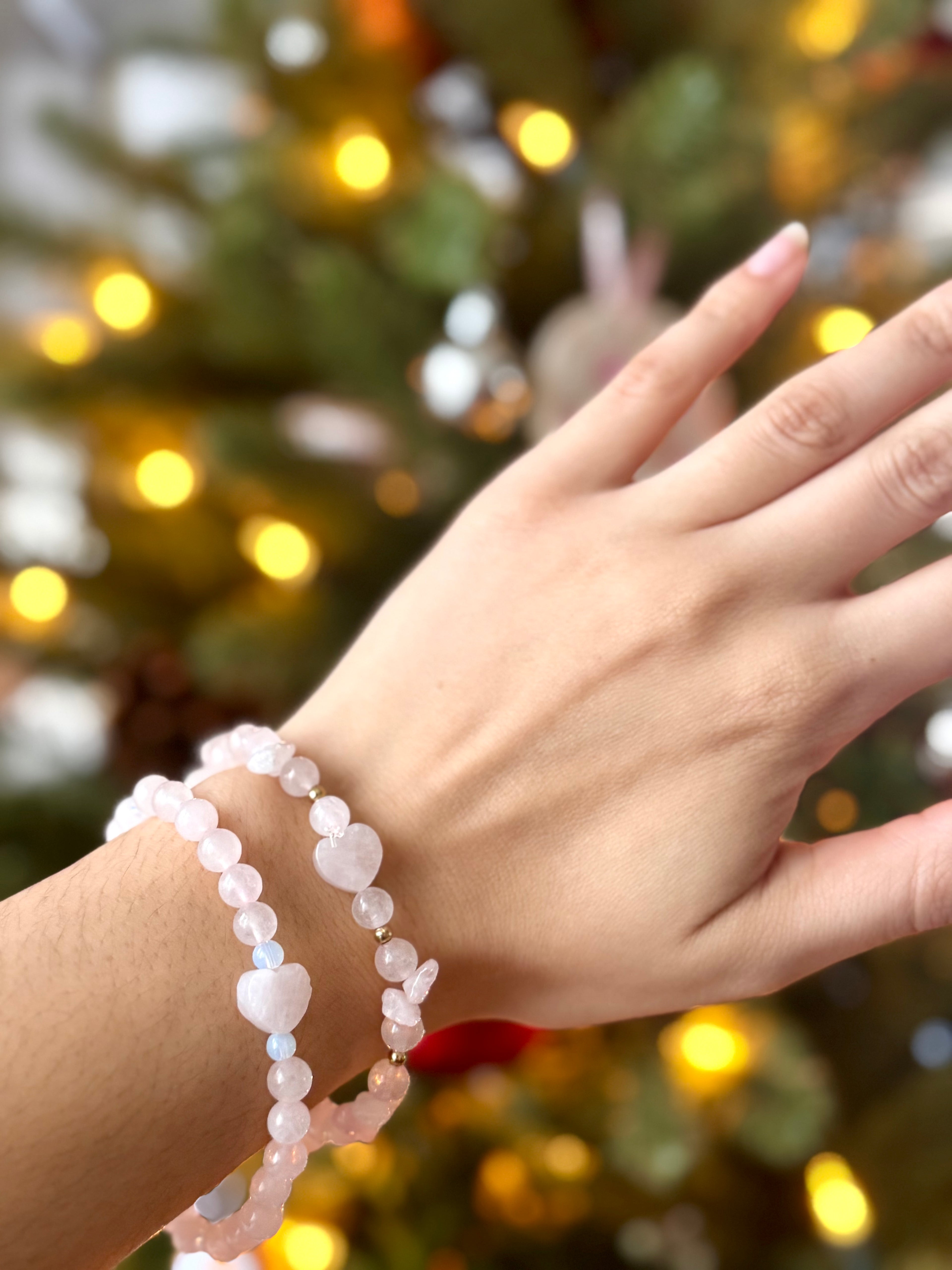 Rose quartz heart bracelets 7 inch