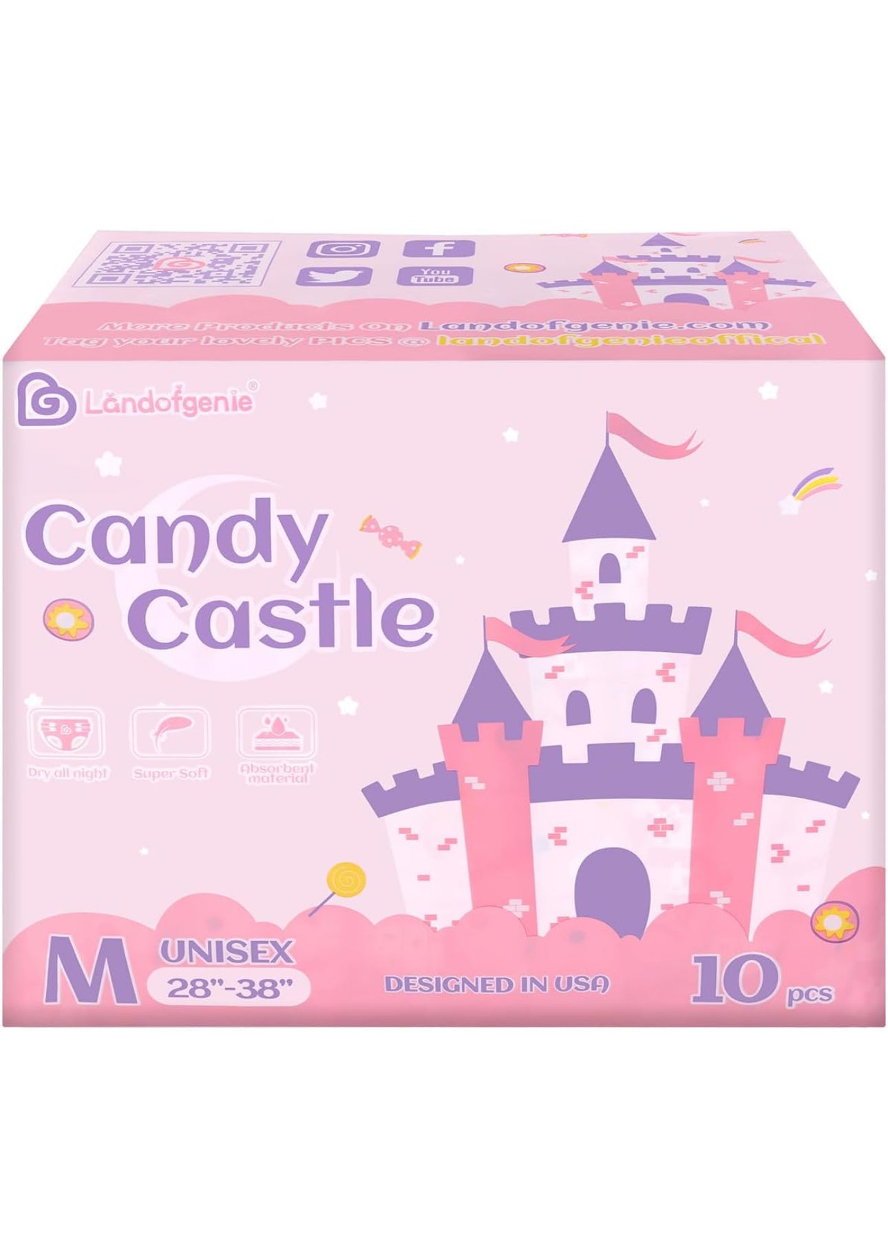 Adult pink candy castle diapers M