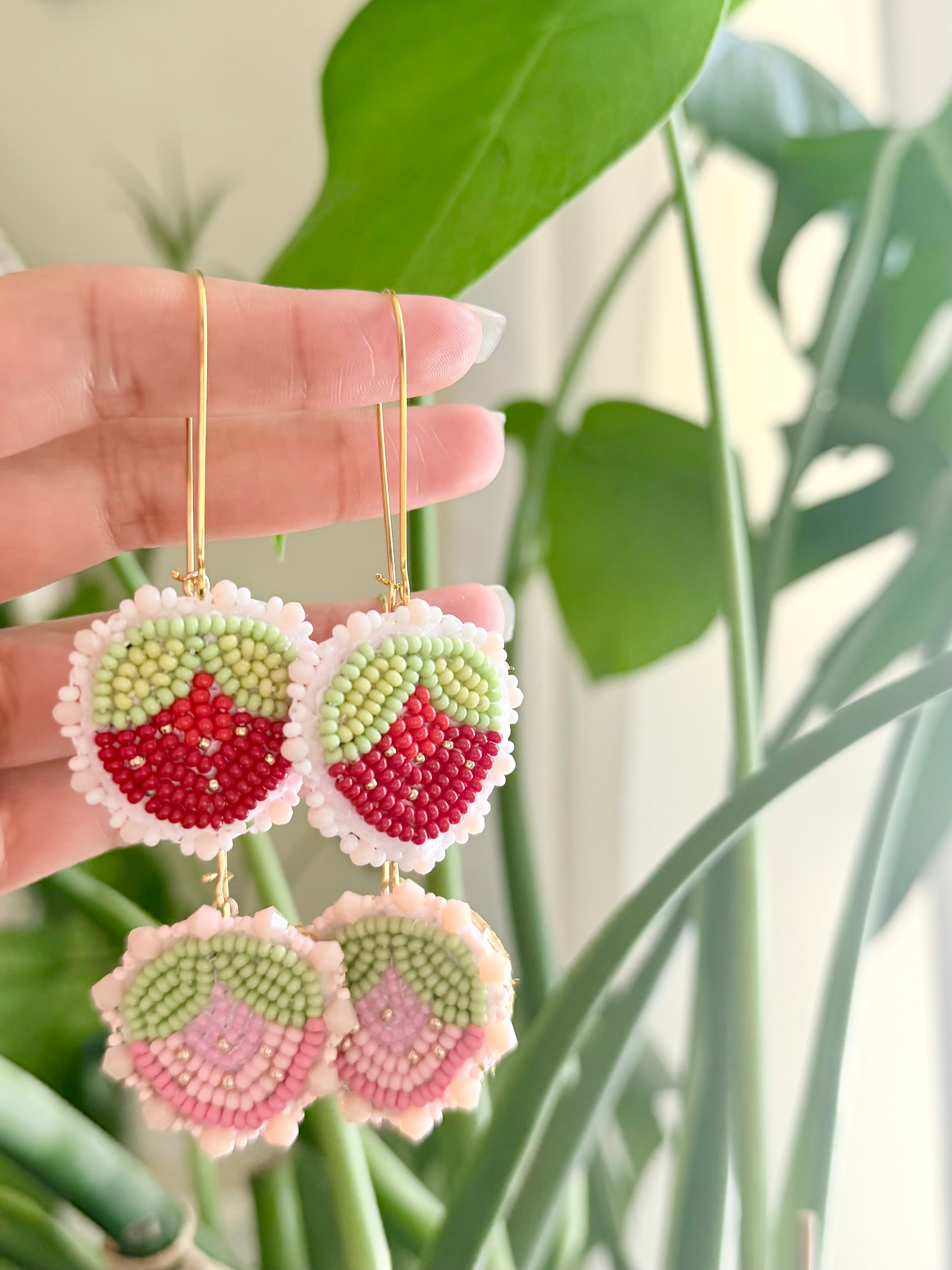 Beaded strawberry earrings