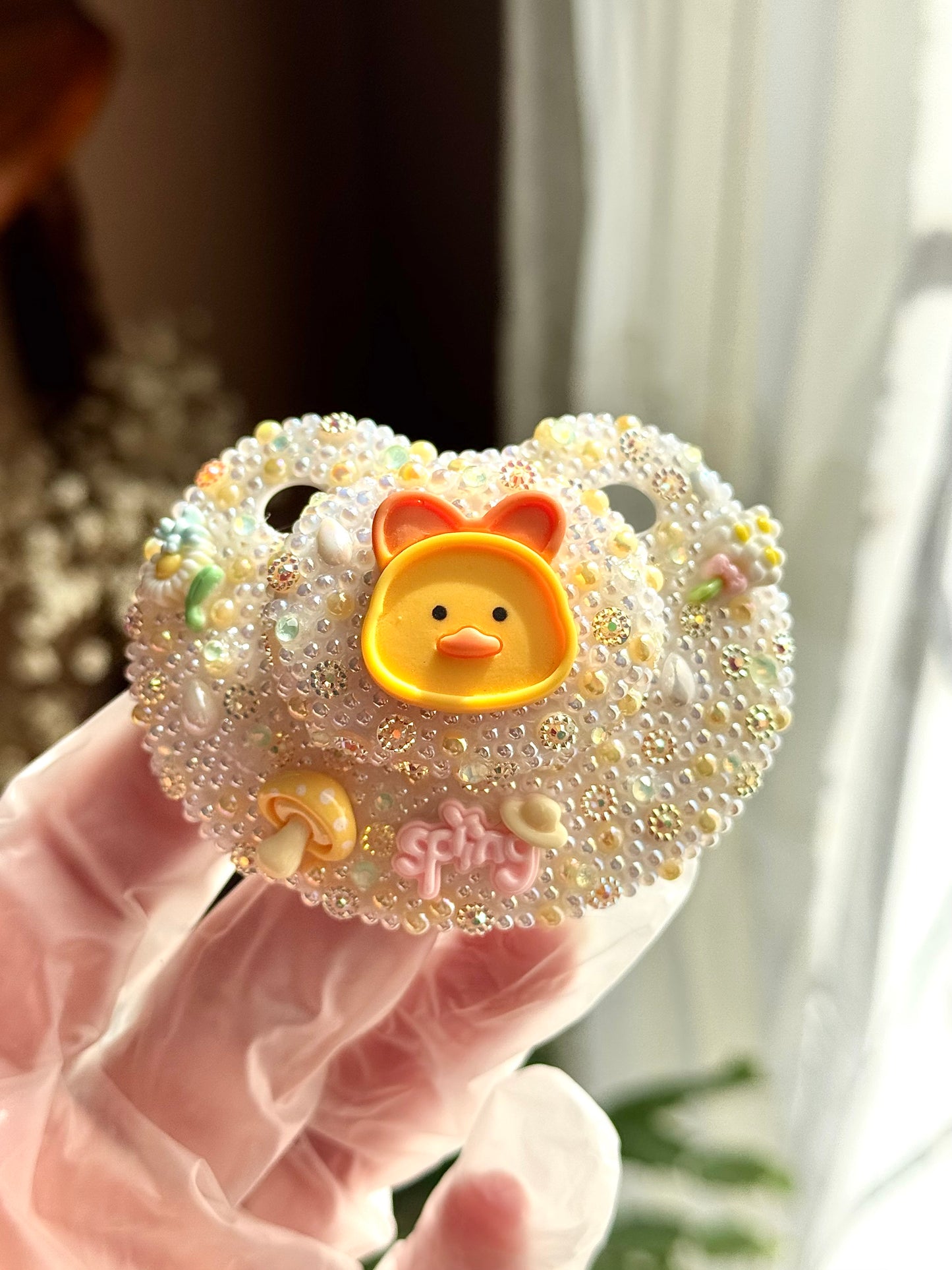 Rainy spring day duckling adult sized pacifier