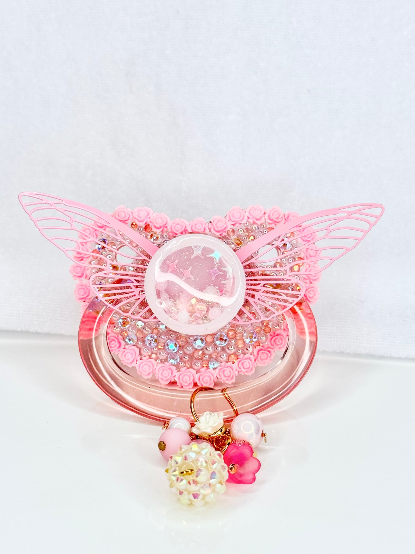 Fairy magic shaker adult sized pacifier with charm