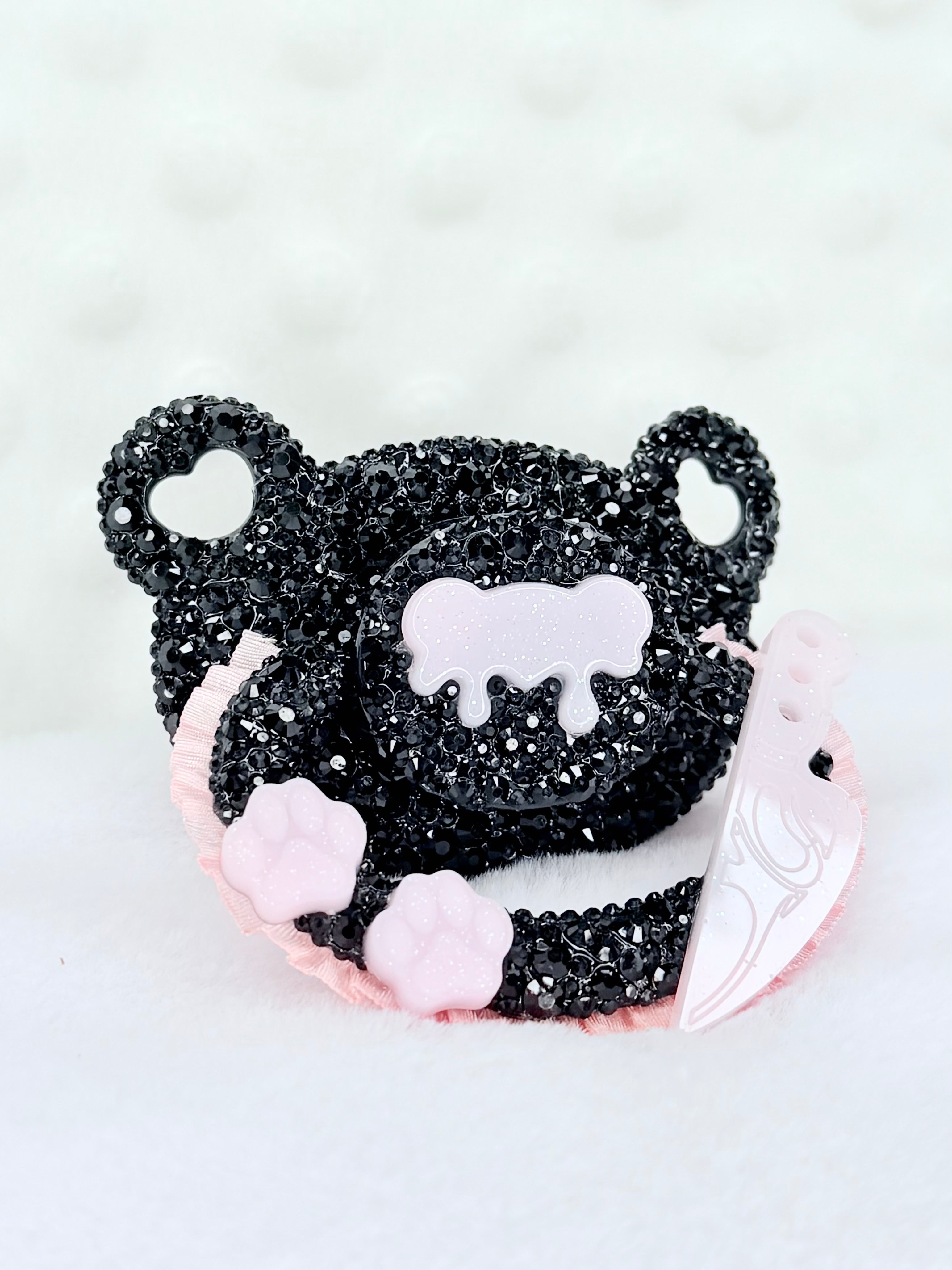 Gothic black bear adult pacifier