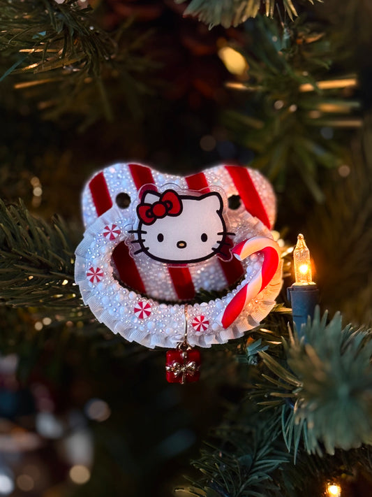 Candy cane kitty adult pacifier