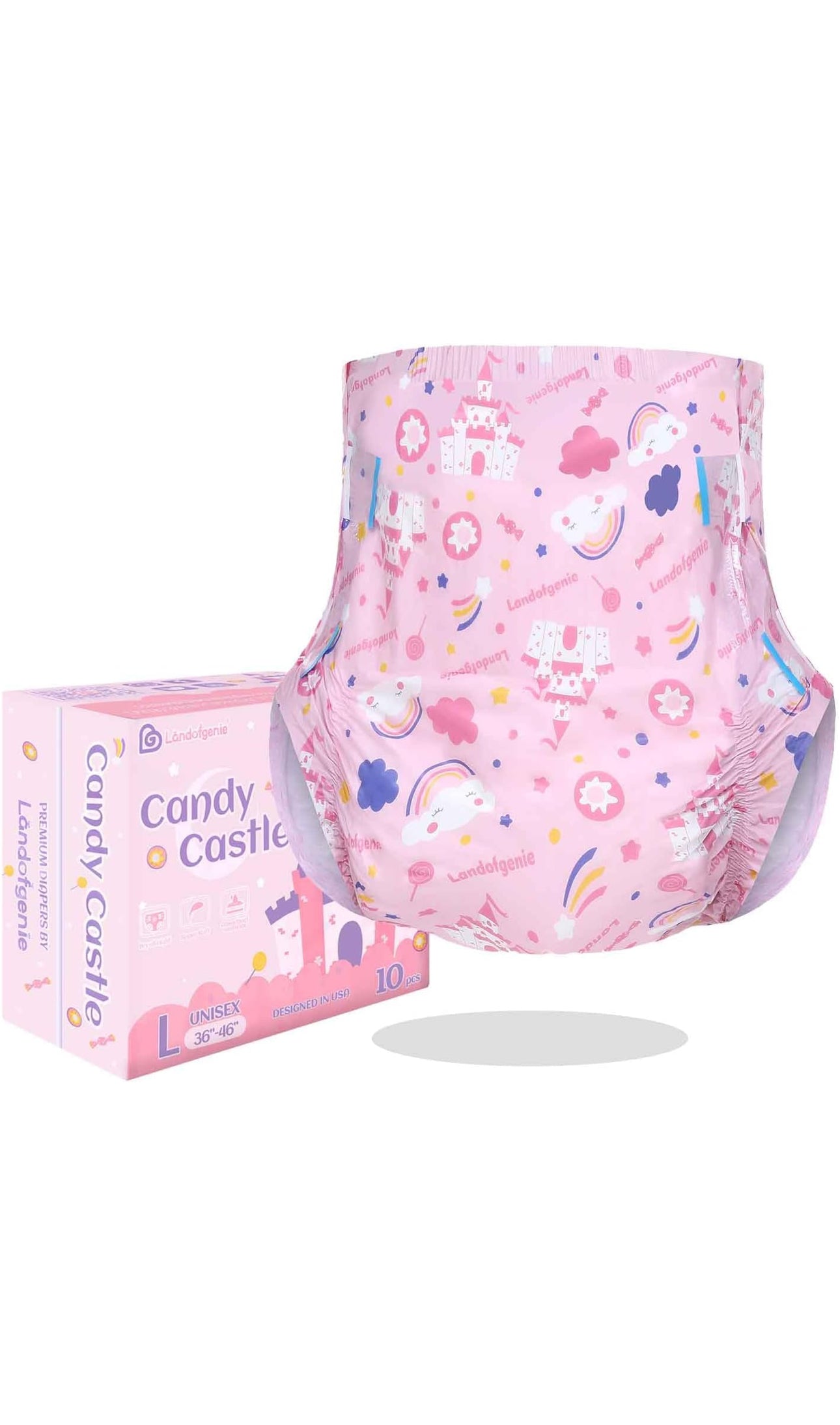 Adult pink candy castle diapers M