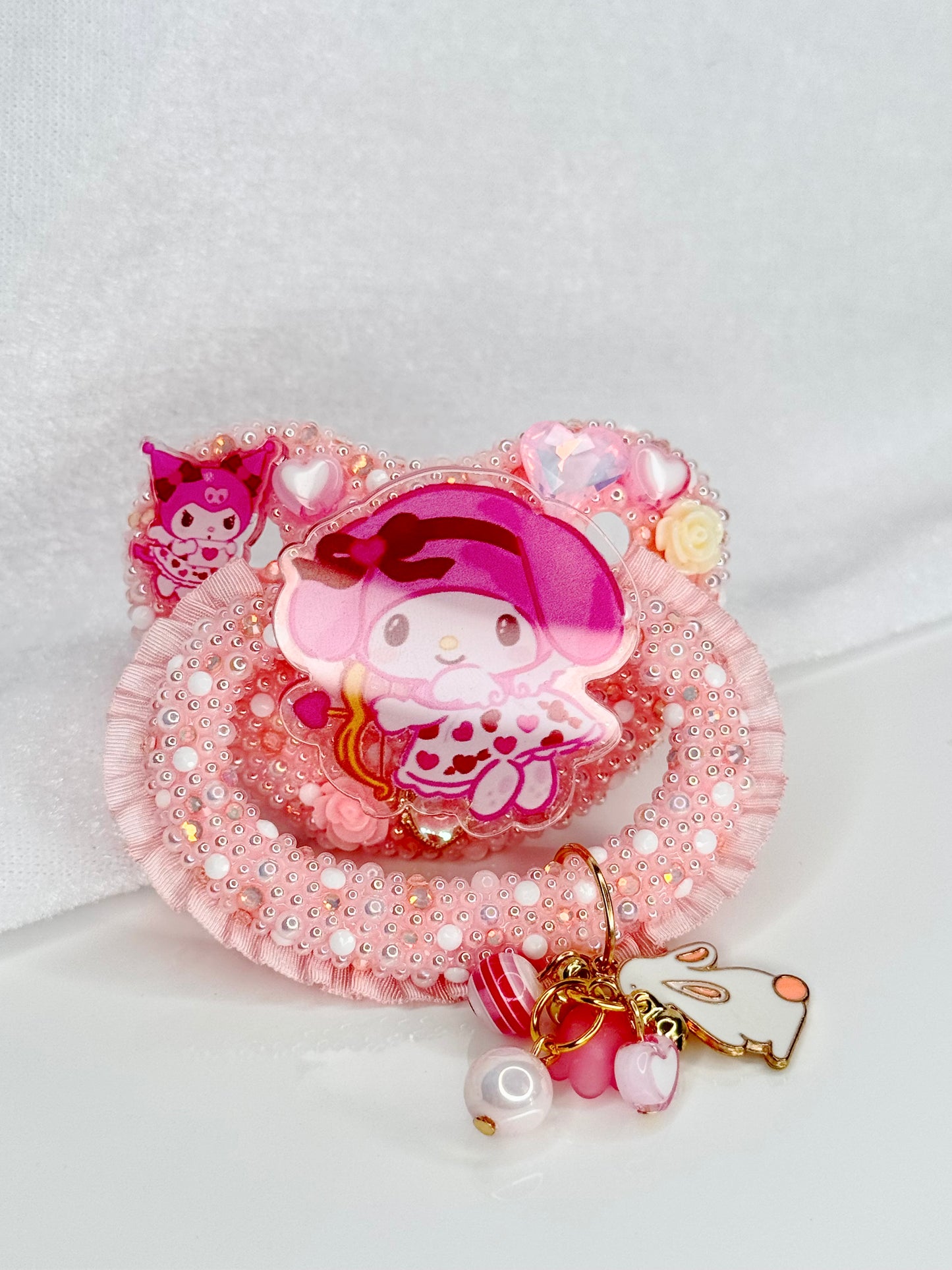 My Melody Valentine lace handle with charm adult sized pacifier