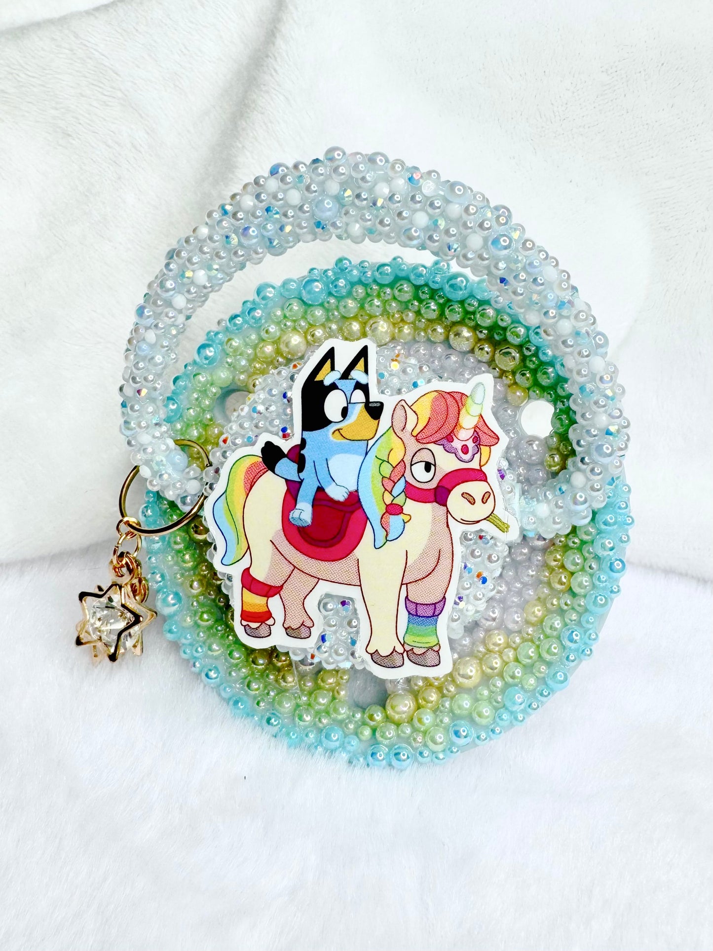 Rainbow unicorn Bluey pacifier