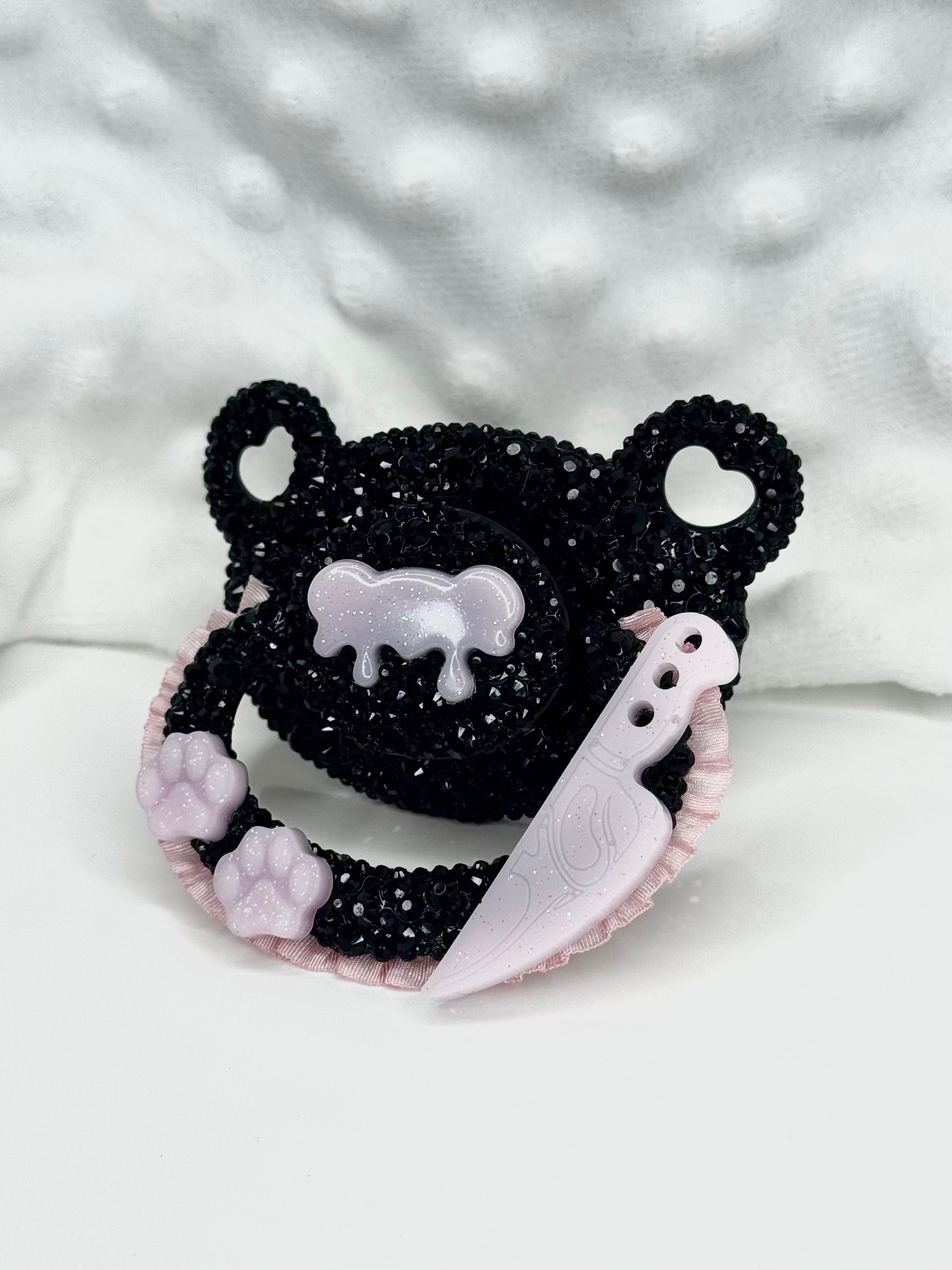 Gothic black bear adult pacifier