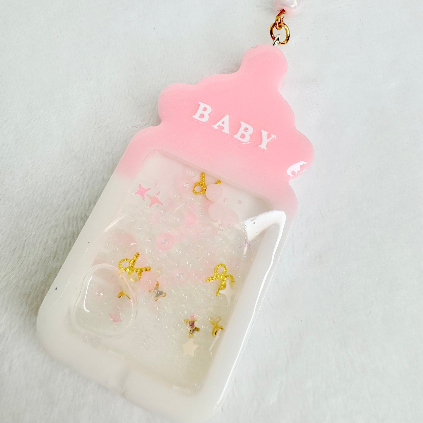 Baby bottle liquid keycharm