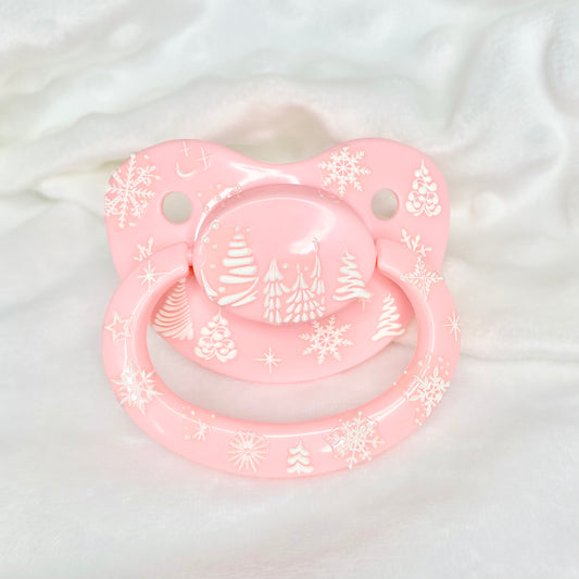 3D Pink Winter Wonderland - Adult pacifier