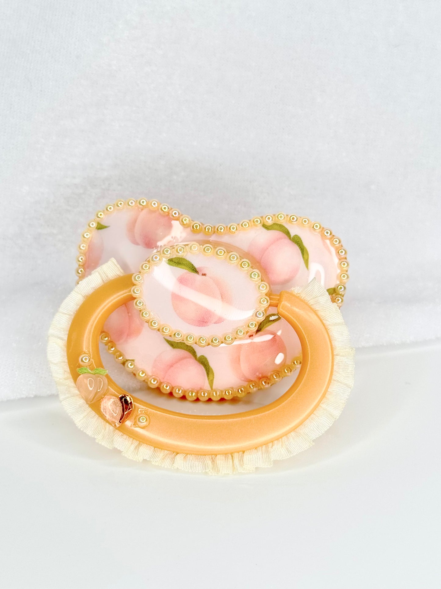 peachy vinyl image lace handle adult sized pacifier