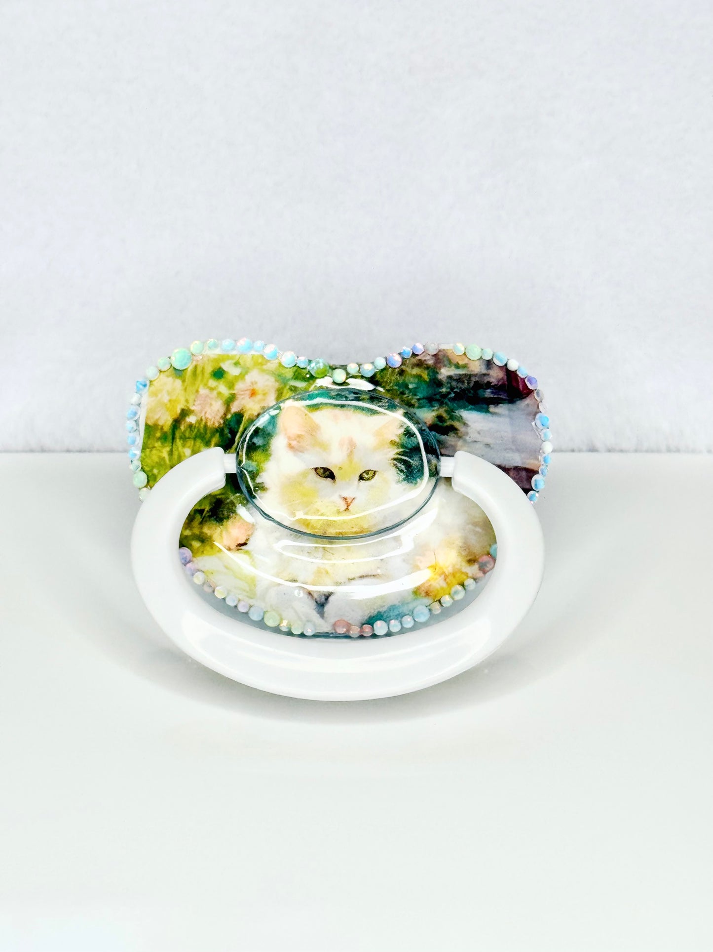 White kitten adult size image pacifier