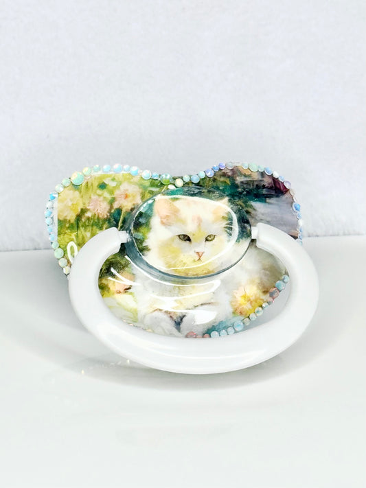White kitten adult size image pacifier