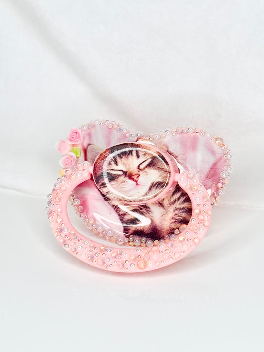 flower kitten adult sized vinyl image heat sealed pacifier