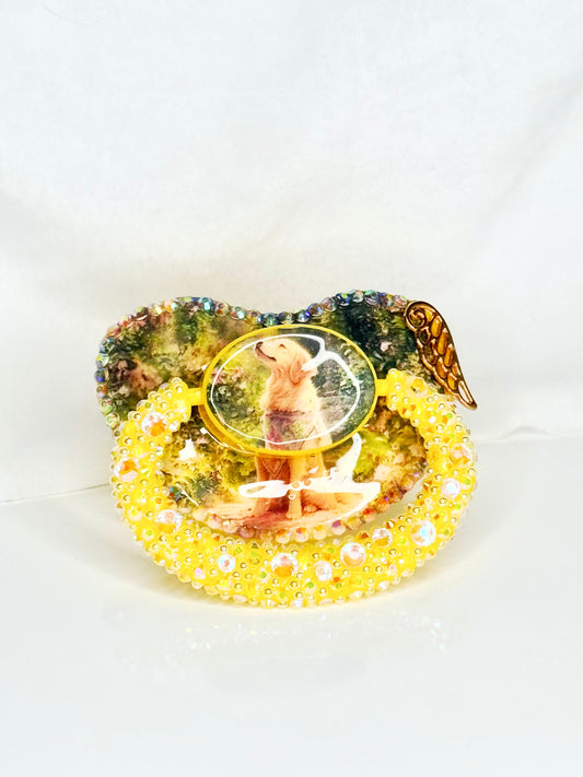 golden retriever vinyl image heat sealed adult sized pacifier
